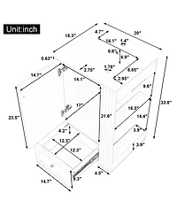 Sillysis 20 Inch Bathroom Vanity with Ceramic Sink, Soft Close Drawer and Side Shelves, Freestanding Storage Cabinet for Small Spaces.