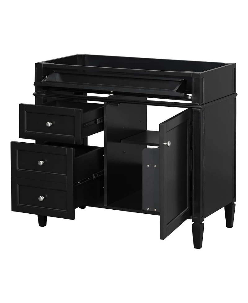 Sillysis 36 Inch Modern Bathroom Vanity without Top Sink, Soft Close Drawers, Adjustable Shelf and Door Organizer for Small Spaces.