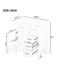 Sillysis 30 Inch Modern Bathroom Vanity Base without Sink, Solid Wood Cabinet with Drawers and Door Shelf, Freestanding Storage.