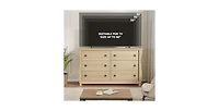 gaomon 6 Drawer Dresser for Bedroom, Wide Modern Wood Chest with Ring Pull Handles