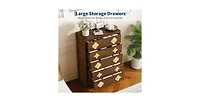 gaomon 5 Drawer Tall Dresser for Bedroom, Boho Chest of Drawers, Wooden Chest with Clothes Storage Cabinet