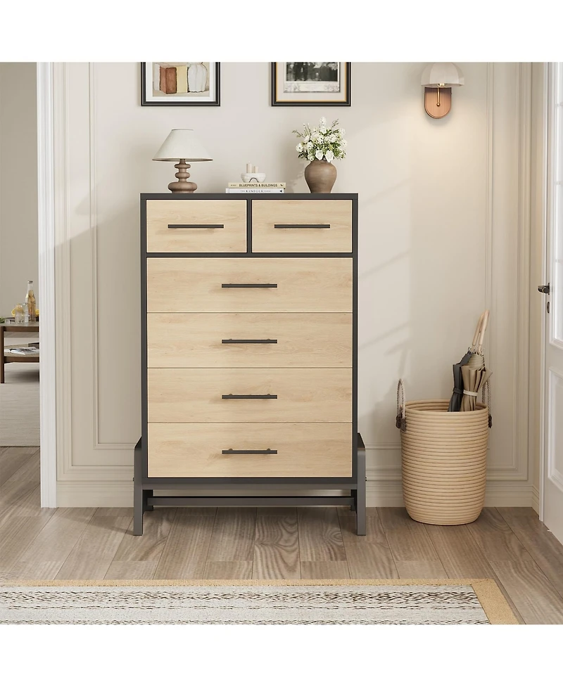 gaomon 6 Dresser for Bedroom, Freestanding 46.6 in Tall Drawer Dresser with Storage, Wooden Closet Storage Chest for Living Room, Bedroom
