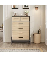 gaomon 6 Dresser for Bedroom, Freestanding 46.6 in Tall Drawer Dresser with Storage, Wooden Closet Storage Chest for Living Room, Bedroom
