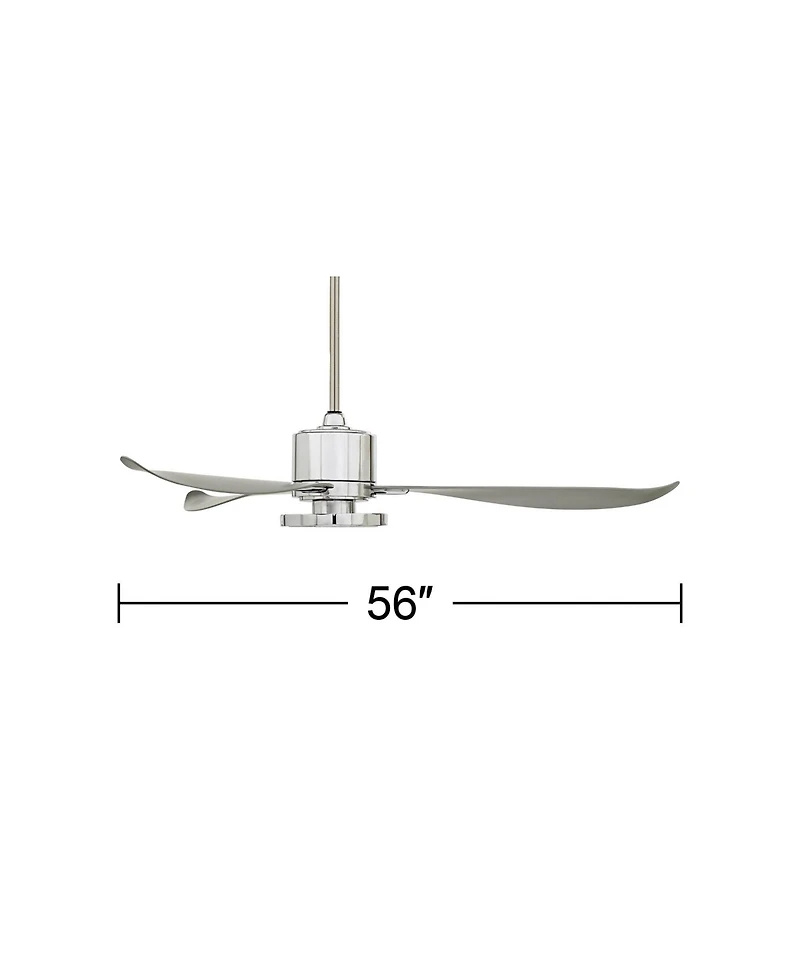 Possini Euro Design 56" Possini Vengeance Chrome Led Ceiling Fan with 12" Downrod