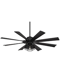 Possini Euro Design 60" Defender Modern Industrial Indoor Outdoor Ceiling Fan Led Light Remote