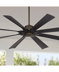 Possini Euro Design 70" Defender Modern Industrial Indoor Outdoor Ceiling Fan Remote
