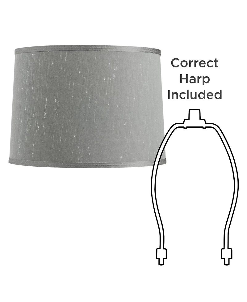 Springcrest Set of 2 Drum Lamp Shades Medium 13" Top x 14" Bottom x 10" High Spider with Replacement Harp and Finial Fitting