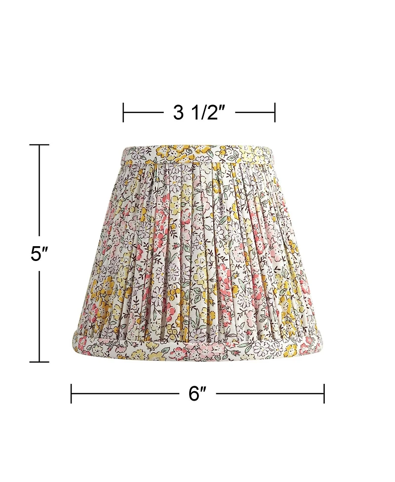 Springcrest Nelle 3 1/2" Top x 6" Bottom x 5" High x 5" Slant Print Lamp Shade Replacement Set of 6 Peach Pleated Clip On Candelabra