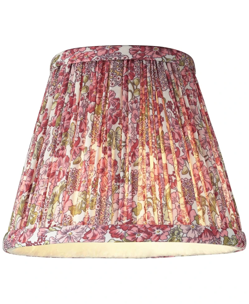 Springcrest Nelle 3 1/2" Top x 6" Bottom x 5" High x 5" Slant Print Lamp Shade Replacement Set of 6 Pleated Clip On Candelabra