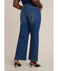 Eloquii Women's Belted Straight Leg Jean