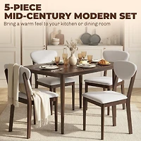 Homcom Dining Table Set for 4, Mid-Century Modern Kitchen and Chairs