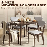 Homcom Dining Table Set for 4, Mid-Century Modern Kitchen and Chairs