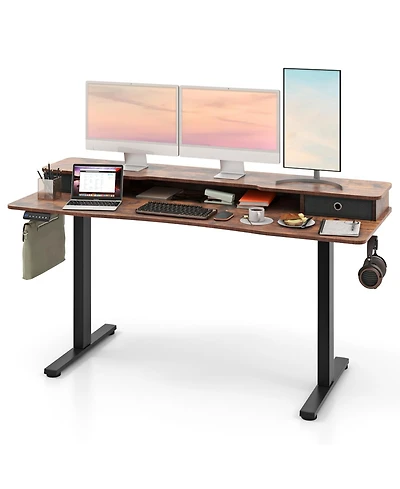 Gouun Electric Standing Desk with 2 Drawers, Adjustable