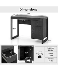 Gouun Computer Desk with Cabinet and Drawer