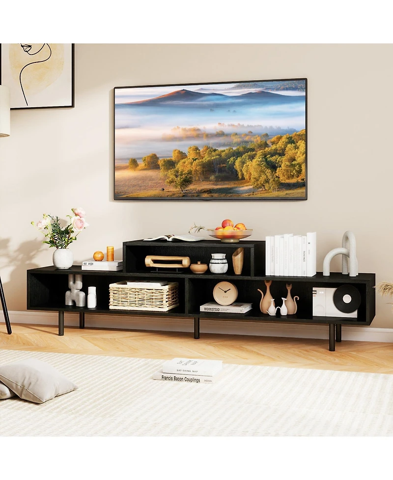 Gouun Contemporary Three-Cubby Tv Stand with Raised Base