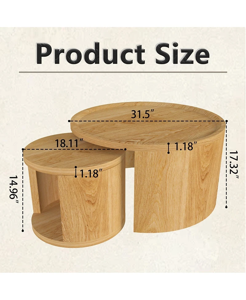 Rainsken Round Nesting Coffee Table Set of 2