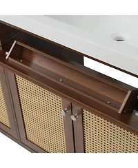 Sillysis 60 Inch Double Sink Bathroom Vanity, Modern Freestanding Cabinet with Smc Sinks, Soft Close Doors, Flip-Out Tray Storage