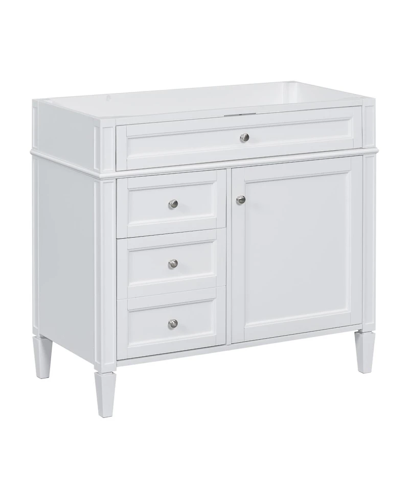 Sillysis Bathroom Vanity without Top Sink, Soft Close Drawers, Adjustable Shelf and Door Organizer for Small