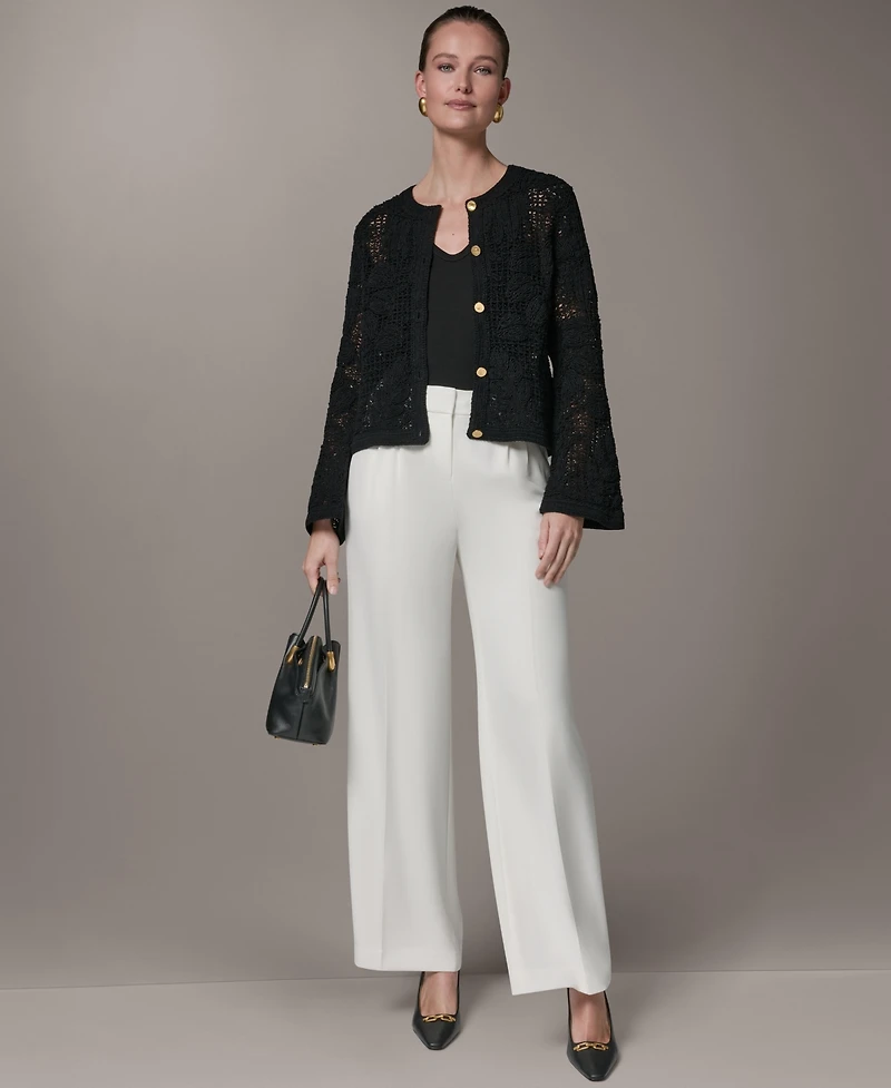 Donna Karan New York Women's Crochet Button-Front Jacket