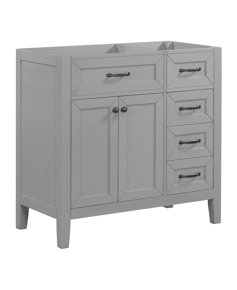 Sillysis 36 Inch Modern Bathroom Vanity Base without Top Sink, Solid Wood and Mdf Cabinet with Drawers, Freestanding Storage for Small Spaces.