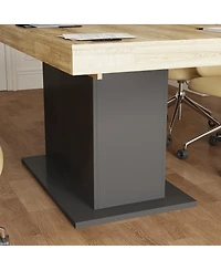 Homsee Wooden extendable dining table in for 4-10 people, rectangular kitchen table for home, kitchen, office