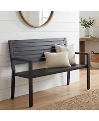 Best Choice Products Outdoor Metal Bench Patio Garden Bench, 790lb Capacity, Steel Slatted Seat with Armrests