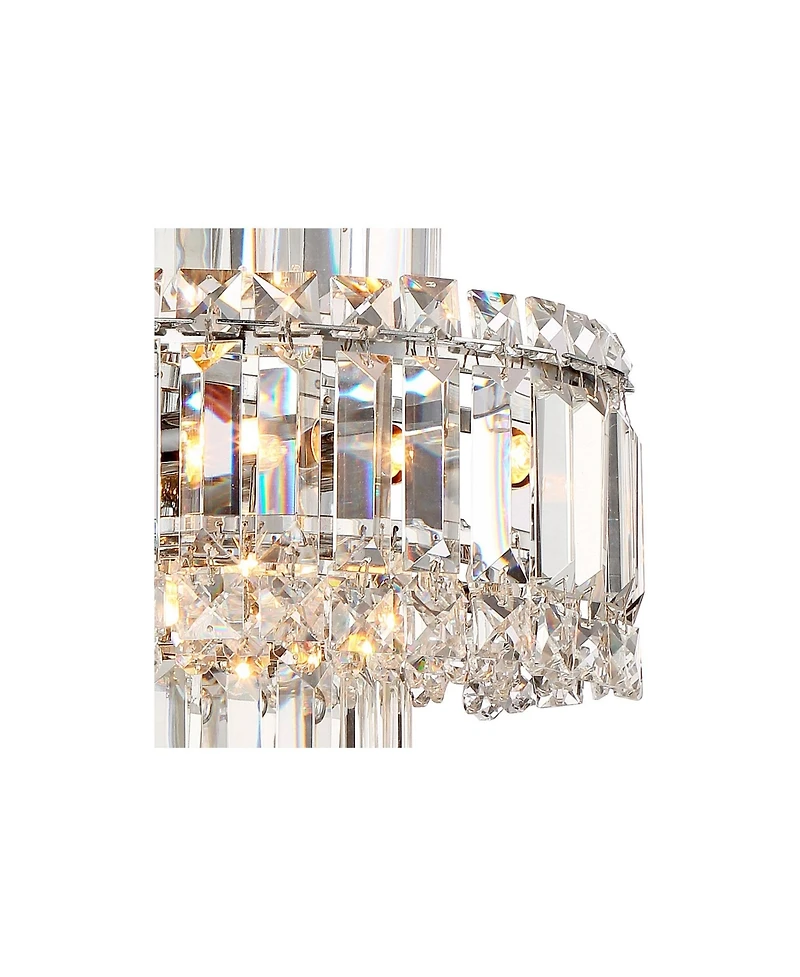 Vienna Full Spectrum Magnificence Modern Wall Light Sconces Set of 2 Chrome Hardwire 4-Light Led Fixture Clear Crystal for Bedroom and Bathroom