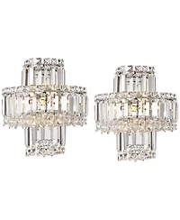 Vienna Full Spectrum Magnificence Modern Wall Light Sconces Set of 2 Chrome Hardwire 4-Light Led Fixture Clear Crystal for Bedroom and Bathroom