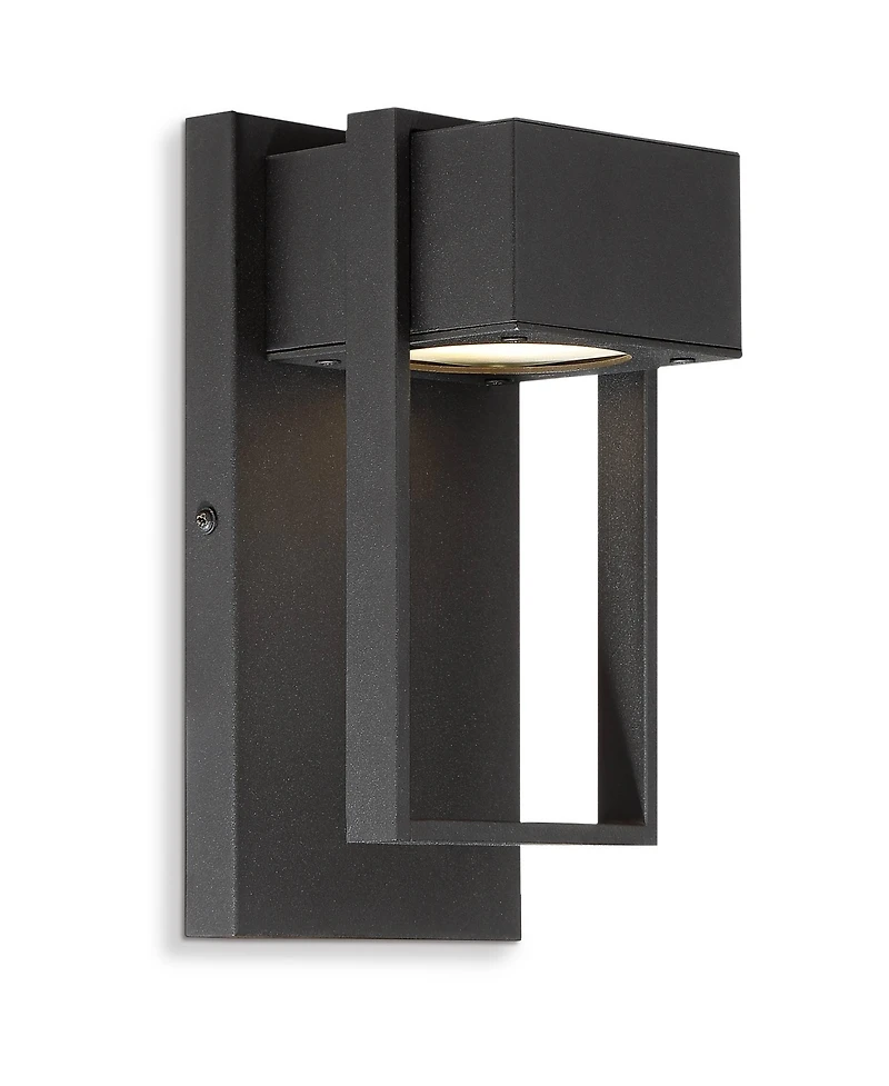 Possini Euro Design Pavel Modern Outdoor Wall Light Fixtures Set of 2 Metal Led Downlight 9 1/2" for Post Exterior Barn