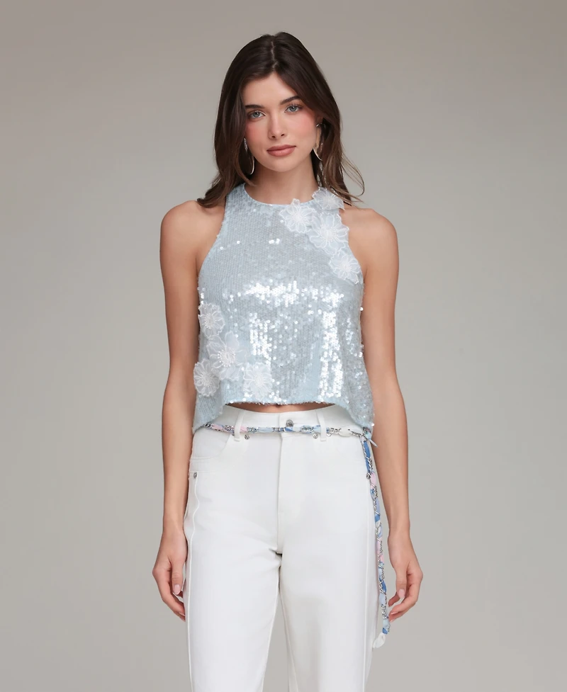 Avec Les Filles Women's Crewneck A-Line Crop Top