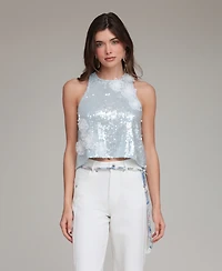 Avec Les Filles Women's Crewneck A-Line Crop Top