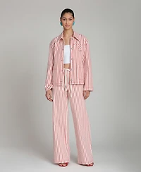 Avec Les Filles Women's Mid-Rise Striped Drawstring Pants