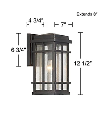 John Timberland Neri Mission Industrial Outdoor Wall Light Fixtures Set of 2 Oil Rubbed Bronze 12 1/2" Clear Seedy Glass for Exterior