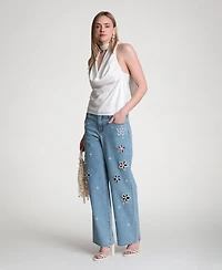Avec Les Filles Women's Long Tie Halter Top