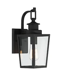 Possini Euro Design Ackerly Modern Outdoor Wall Light Fixtures Set of 2 Textured Lantern Frame 14" Clear Glass for Post Exterior