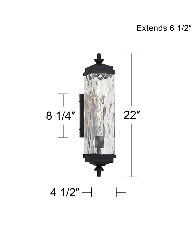 John Timberland Valentino 22" High Modern Outdoor Wall Light Fixture Mount Porch House Weatherproof Metal Water Glass Shade