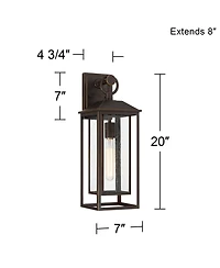 John Timberland Califa 20" High Traditional Outdoor Wall Light Fixture Mount Porch House Weatherproof Bronze Finish
