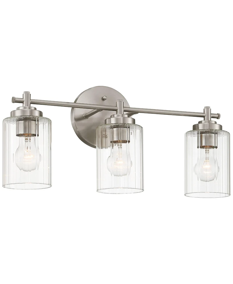 Possini Euro Design Elizabeth 21 3/4" High 3 Light Bathroom Vanity Wall Lamp Light Fixture Mount Hardwired Brushed Nickel