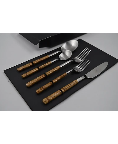 Artifacts Trading Company Rattan Stainless Steel Cutlery (Set of 5) - With Gift Box
