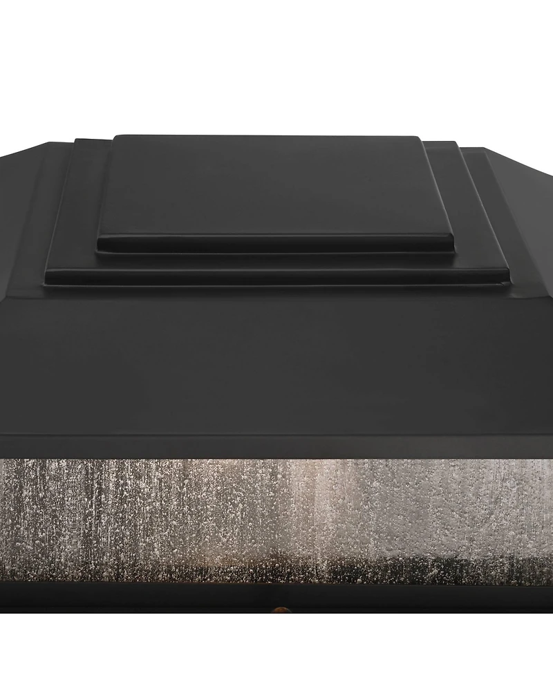 John Timberland Gregor 6" High Modern Outdoor Pier Mount Light Fixture Porch House Set of 2 Weatherproof Black Seeded Glass Shade