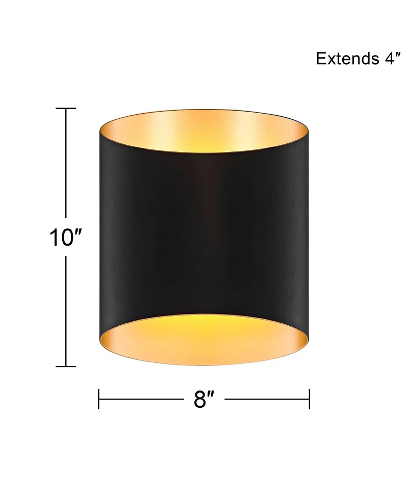 Possini Euro Design Everard 10" High Modern Outdoor Wall Light Fixture Mount Porch House Exterior Set of 2 Led Bulb