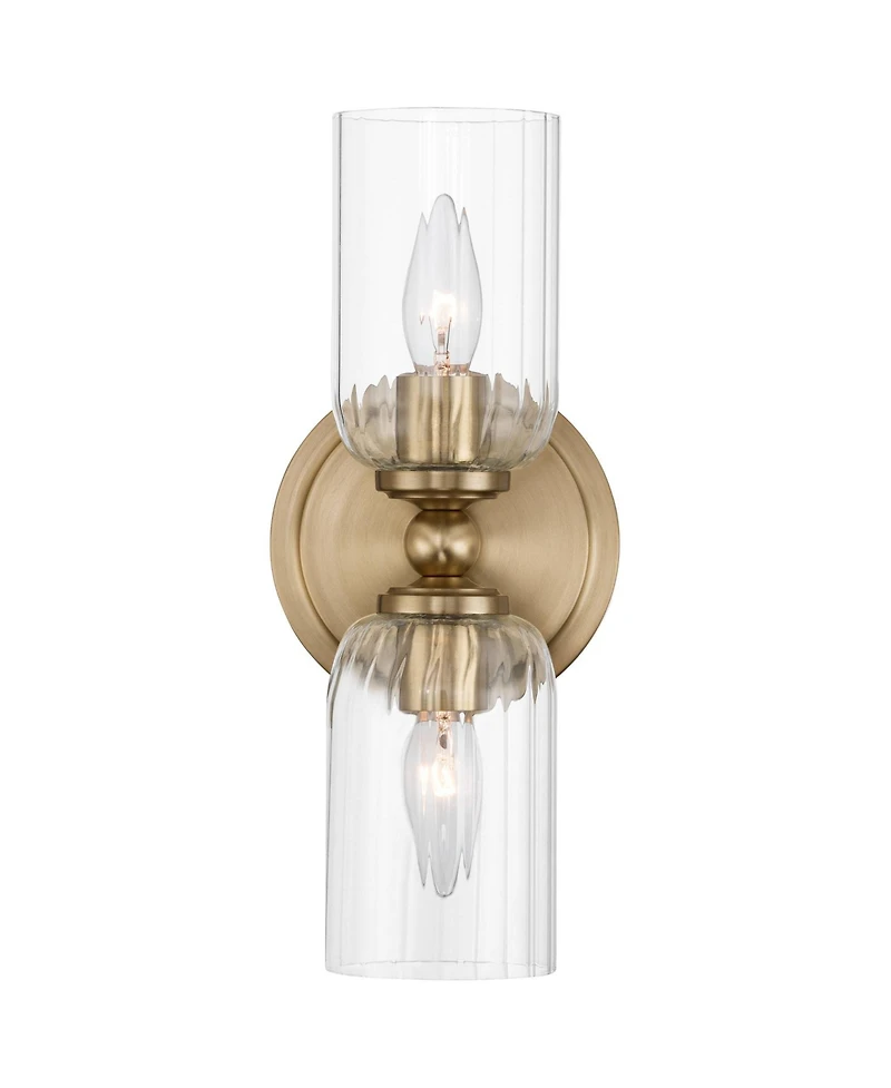 Possini Euro Design Possini Euro Oliver 13"H Satin Brass Fluted Glass 2-Light Wall Sconce