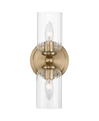 Possini Euro Design Possini Euro Oliver 13"H Satin Brass Fluted Glass 2-Light Wall Sconce