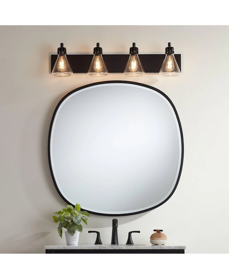 Possini Euro Design Bath Kit: Possini Euro Cindy Bath Light with Uttermost Webster Wall Mirror