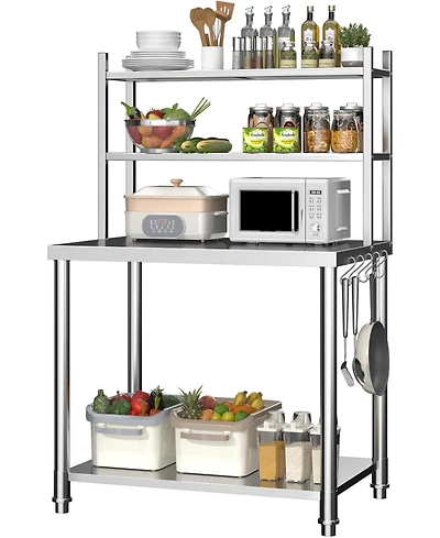 Aecojoy Stainless Steel Table with Shelves Prep Table for Commercial Kitchen Steel Countertop