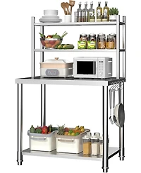 Aecojoy Stainless Steel Table with Shelves Prep Table for Commercial Kitchen Steel Countertop