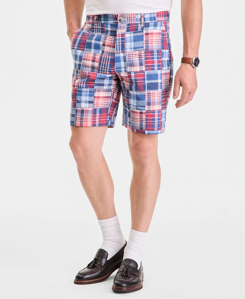 Club Room Men's Regular-Fit Madras Plaid Patchwork 9" Shorts, Exclusively at Macy's - Piece Block Yd