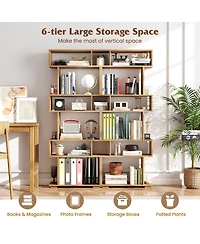 Sugift Six Tier Geometric Bookshelf with Anti Tipping Safety Kits
