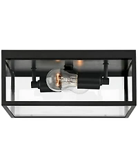 John Timberland Modern Outdoor Ceiling Light Fixture Matte 12" Clear Glass Panels Square Exterior House Porch Patio Outside
