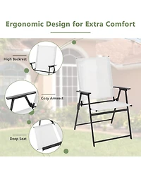 Gouun 2-Piece Folding Patio Dining Chairs with Armrests and Quick-Dry Fabric